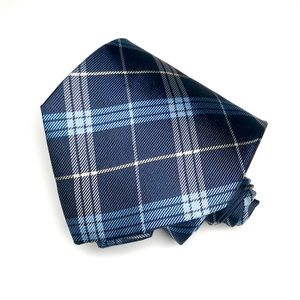 Banana Republic Blue and Gray Plaid Silk Tie